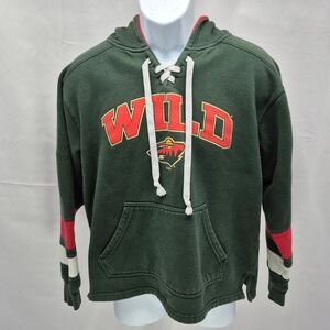 NHL Minnesota Wild Green Lace-Up Kangaroo Hoodie Sweatshirt Men's M (38/40). NHL